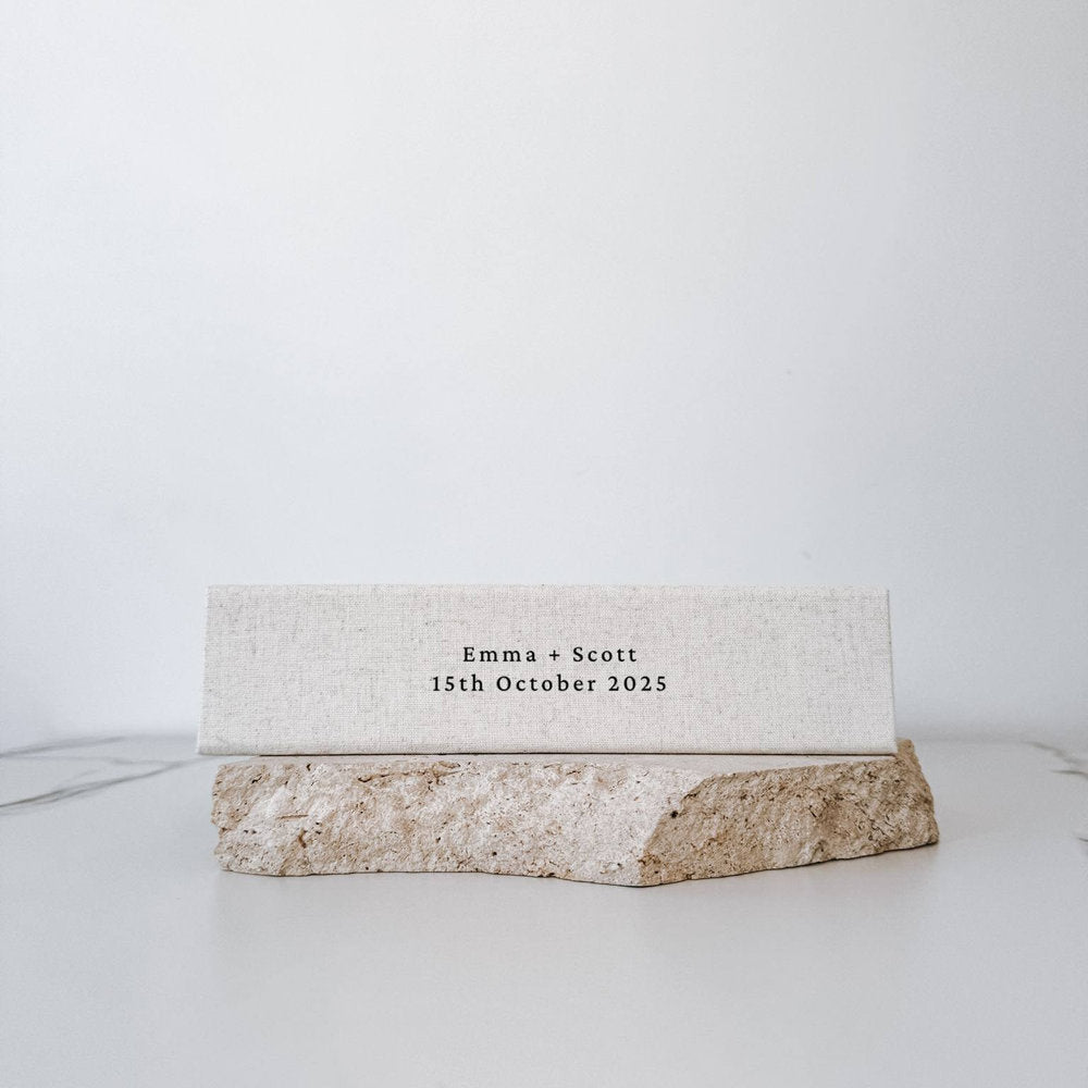 Linen Photo Album Spine Personalisation Example