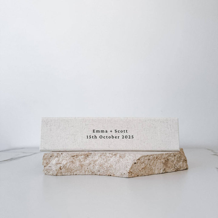 Linen Photo Album Spine Personalisation Example