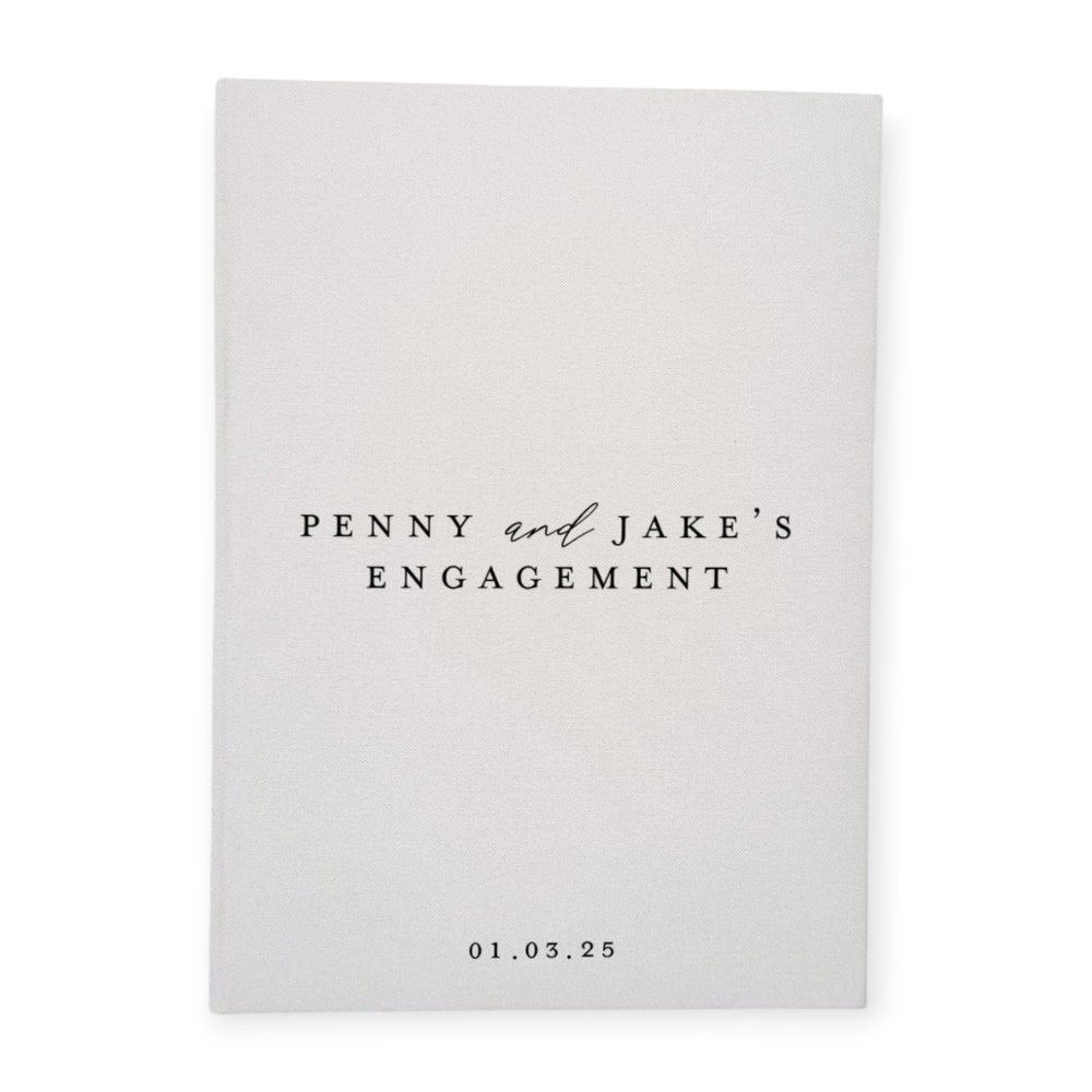 Engagement Guest Book With White Fabric Cover