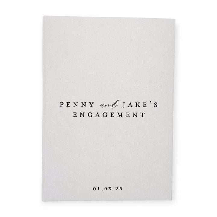 Engagement Guest Book With White Fabric Cover