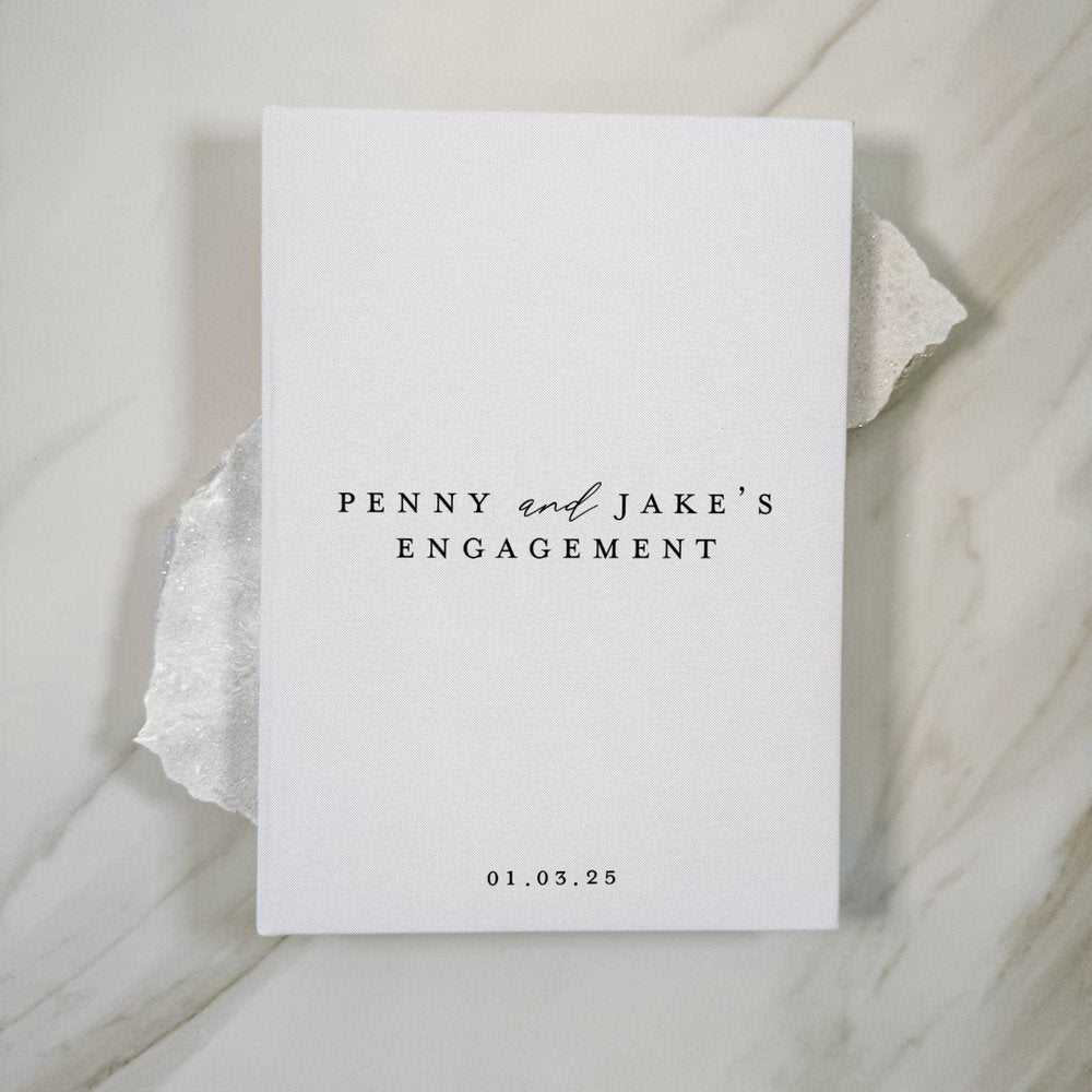 Engagement Guest Book With White Fabric Cover
