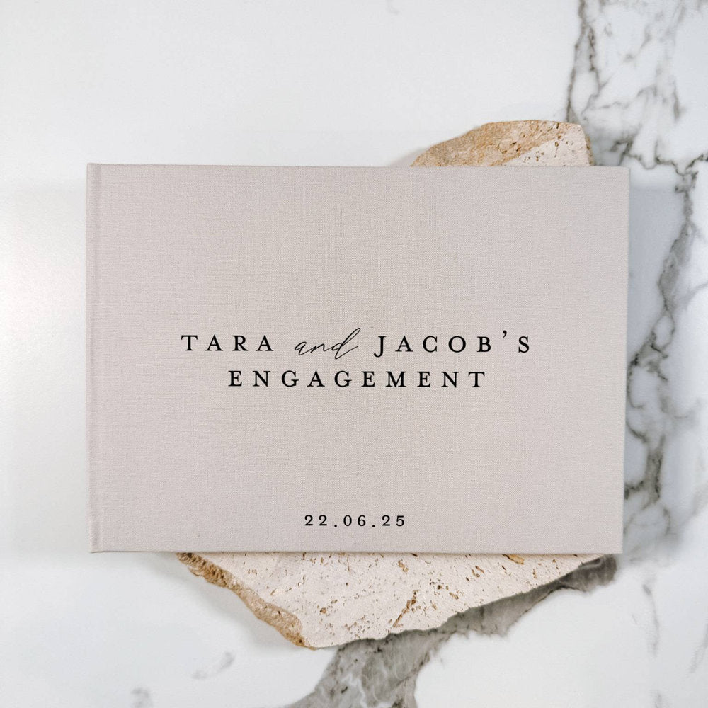 Engagement Guest Book Sage Light Grey Cover