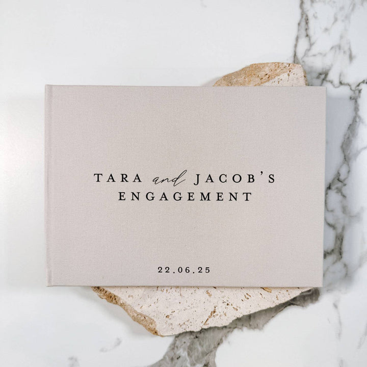 Engagement Guest Book Sage Light Grey Cover