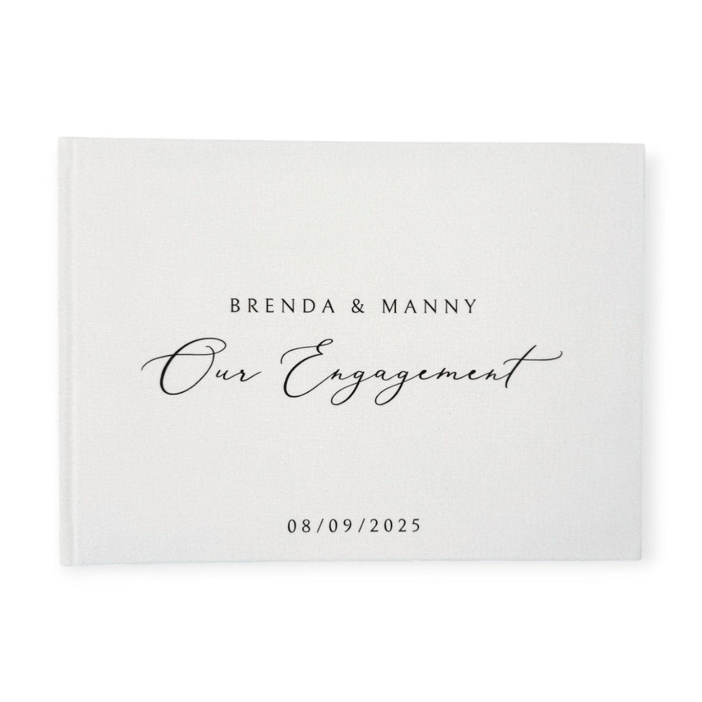 Engagement Guest Book Keepsake White Linen