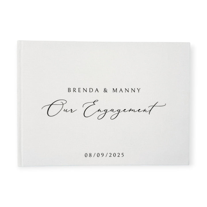 Engagement Guest Book Keepsake White Linen