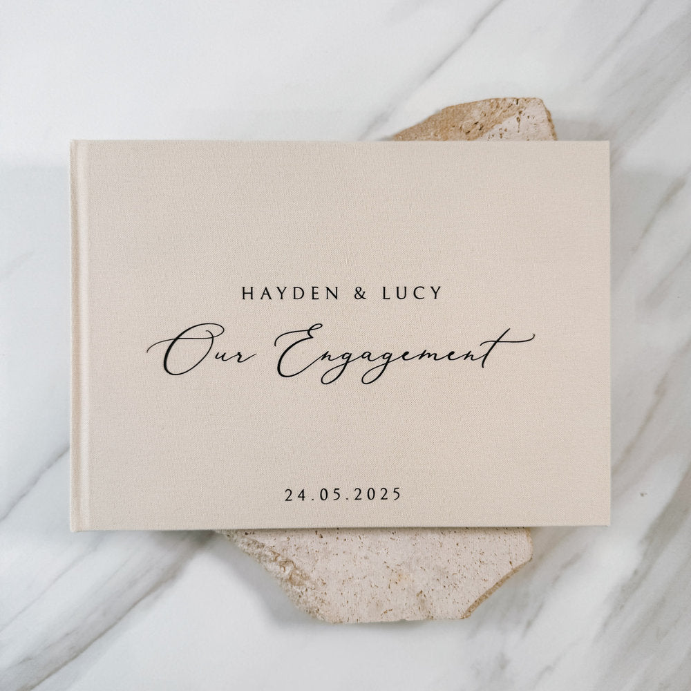 Engagement Guest Book Keepsake Almond Linen