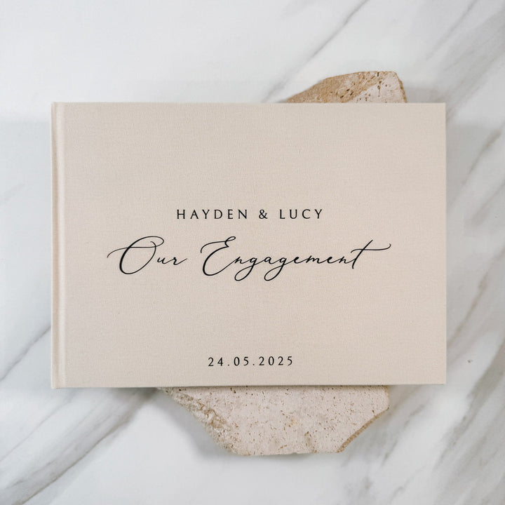 Engagement Guest Book Keepsake Almond Linen