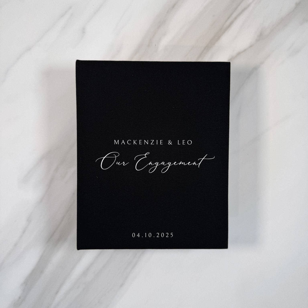 Elegant Engagement Photo Album Linen Binding Ivory