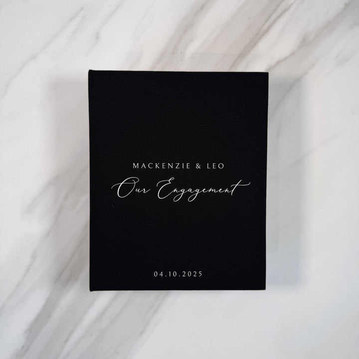 Elegant Engagement Photo Album Linen Binding Ivory