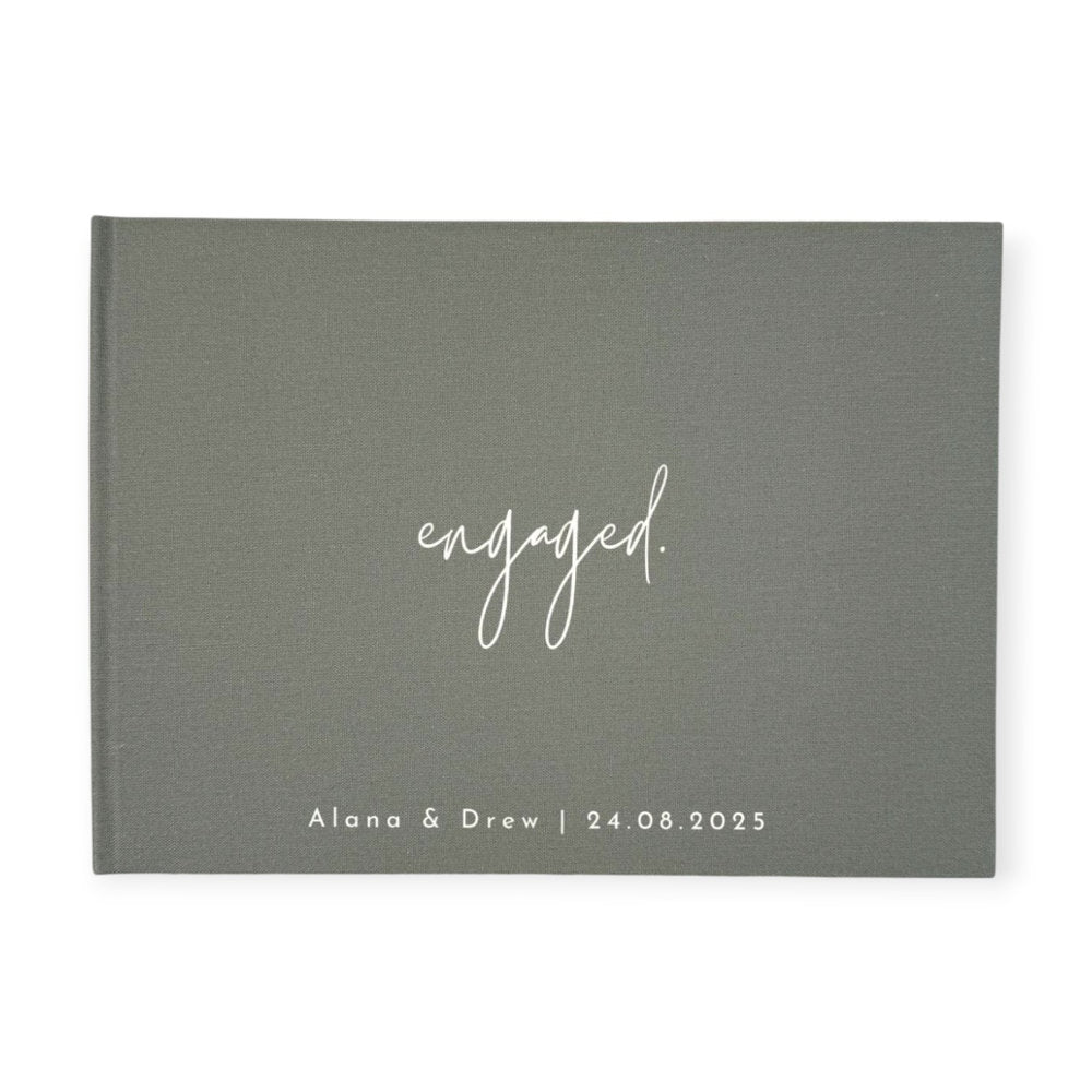 Sage Engagement Guest Book With Custom Names