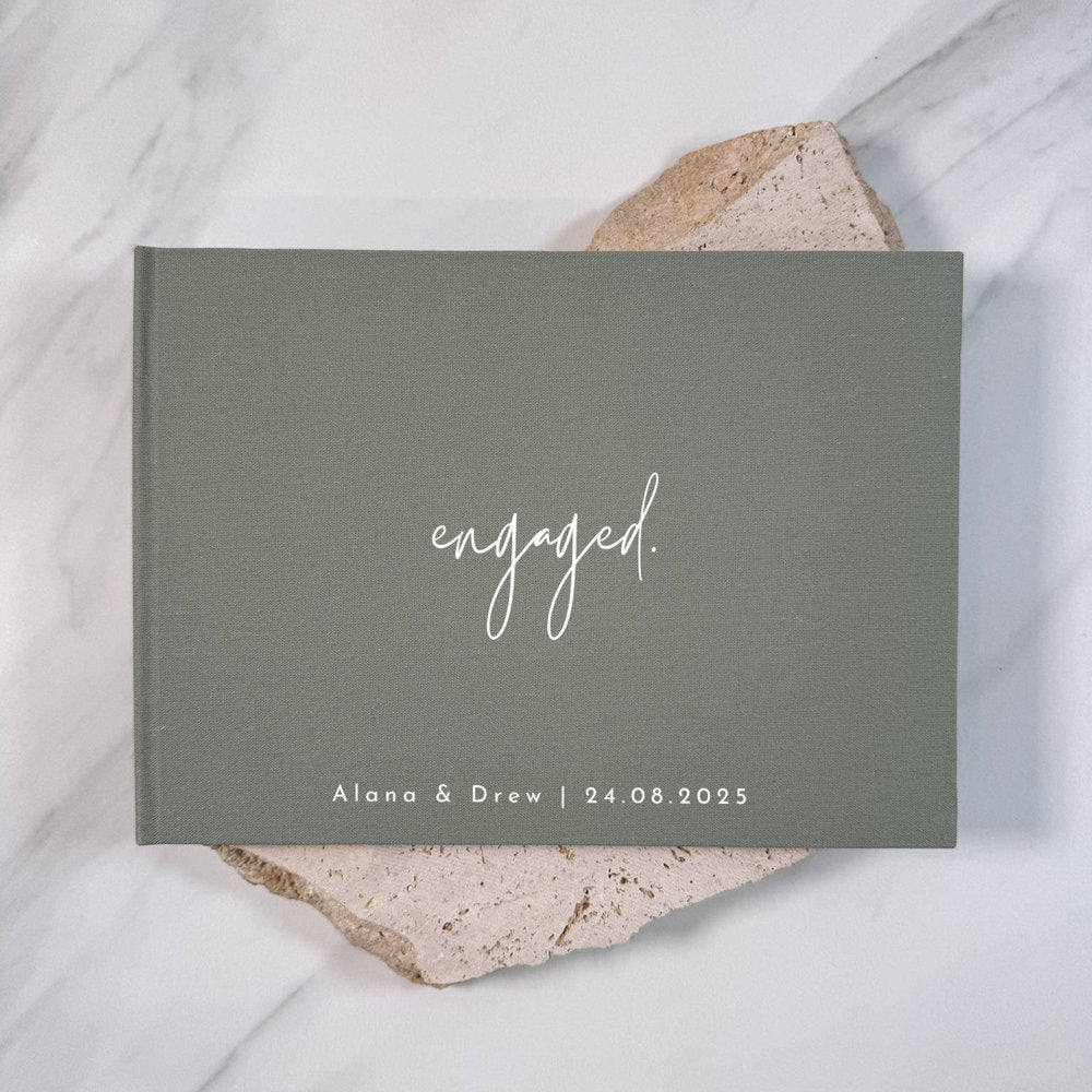 Sage Engagement Guest Book With Custom Names