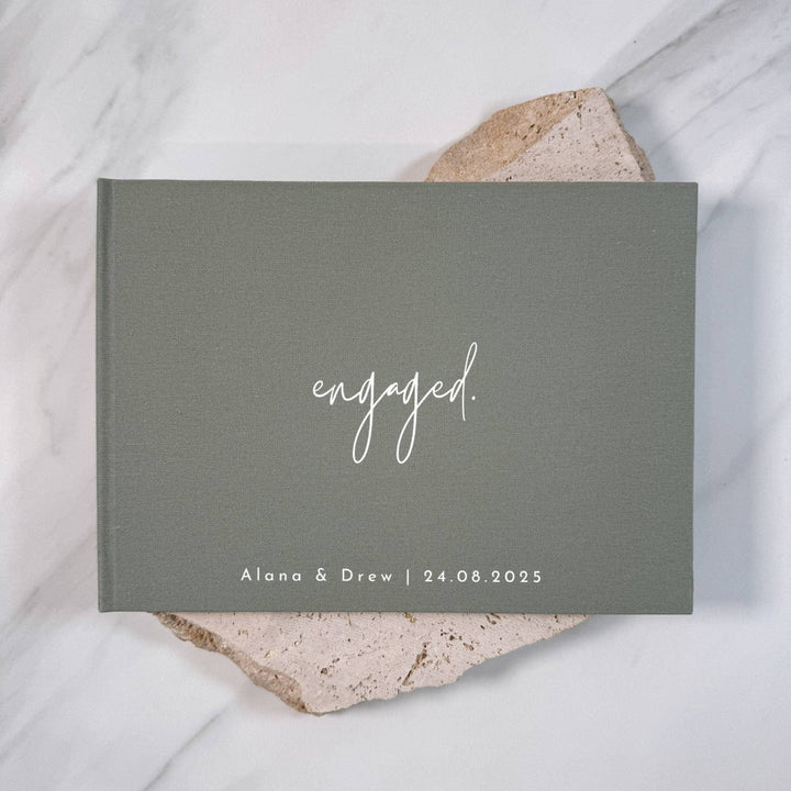 Sage Engagement Guest Book With Custom Names