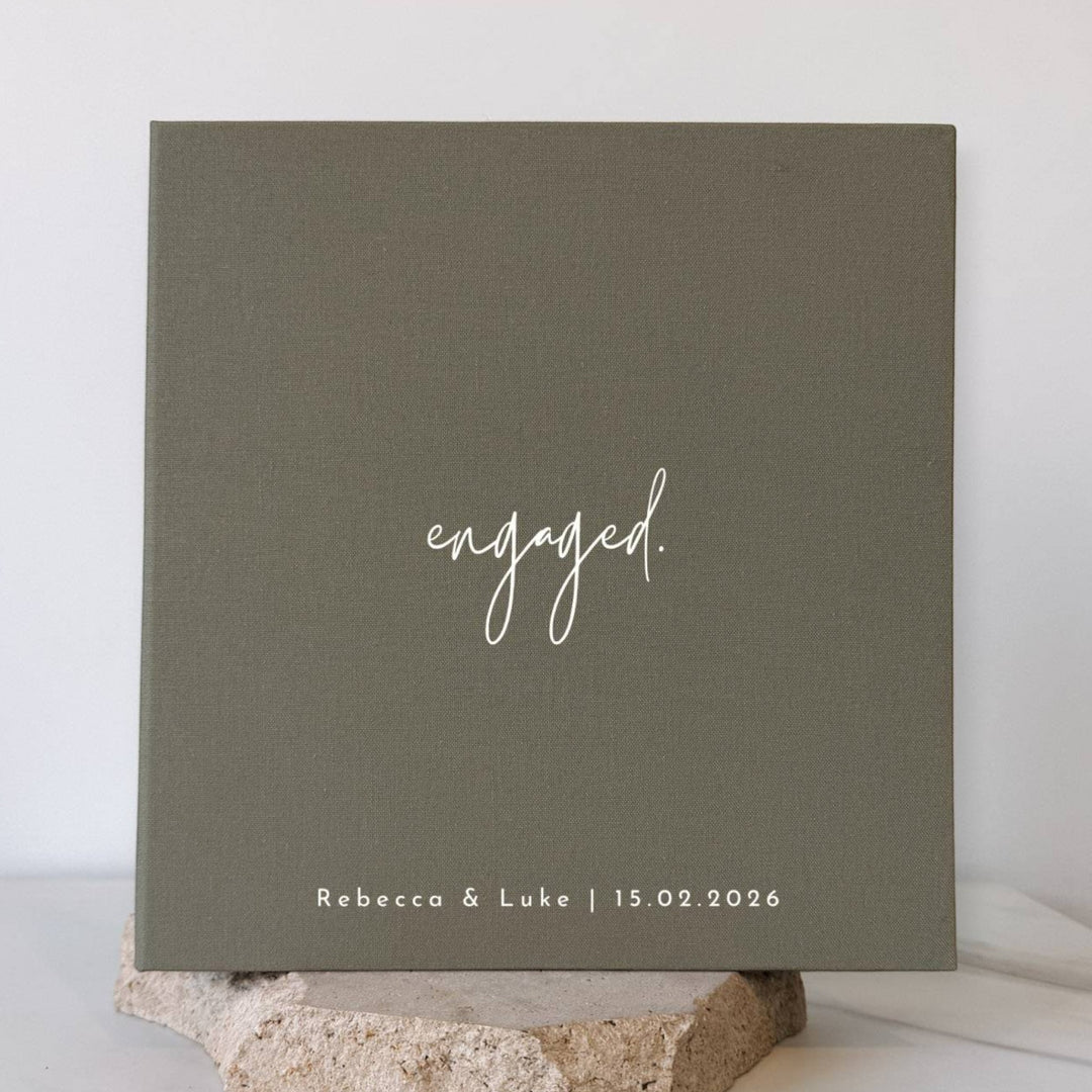 Engaged Photo Album Keepsake Self-Adhesive Sand Linen