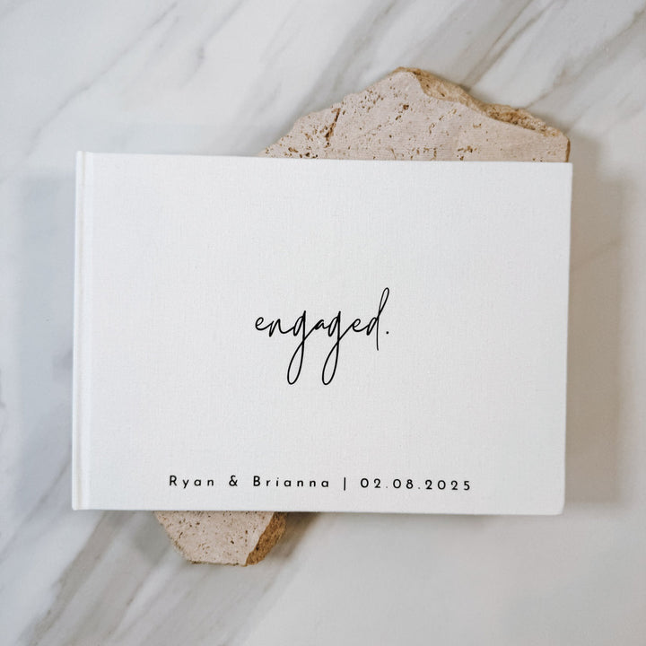 Ivory Engagement Guest Book With Custom Names