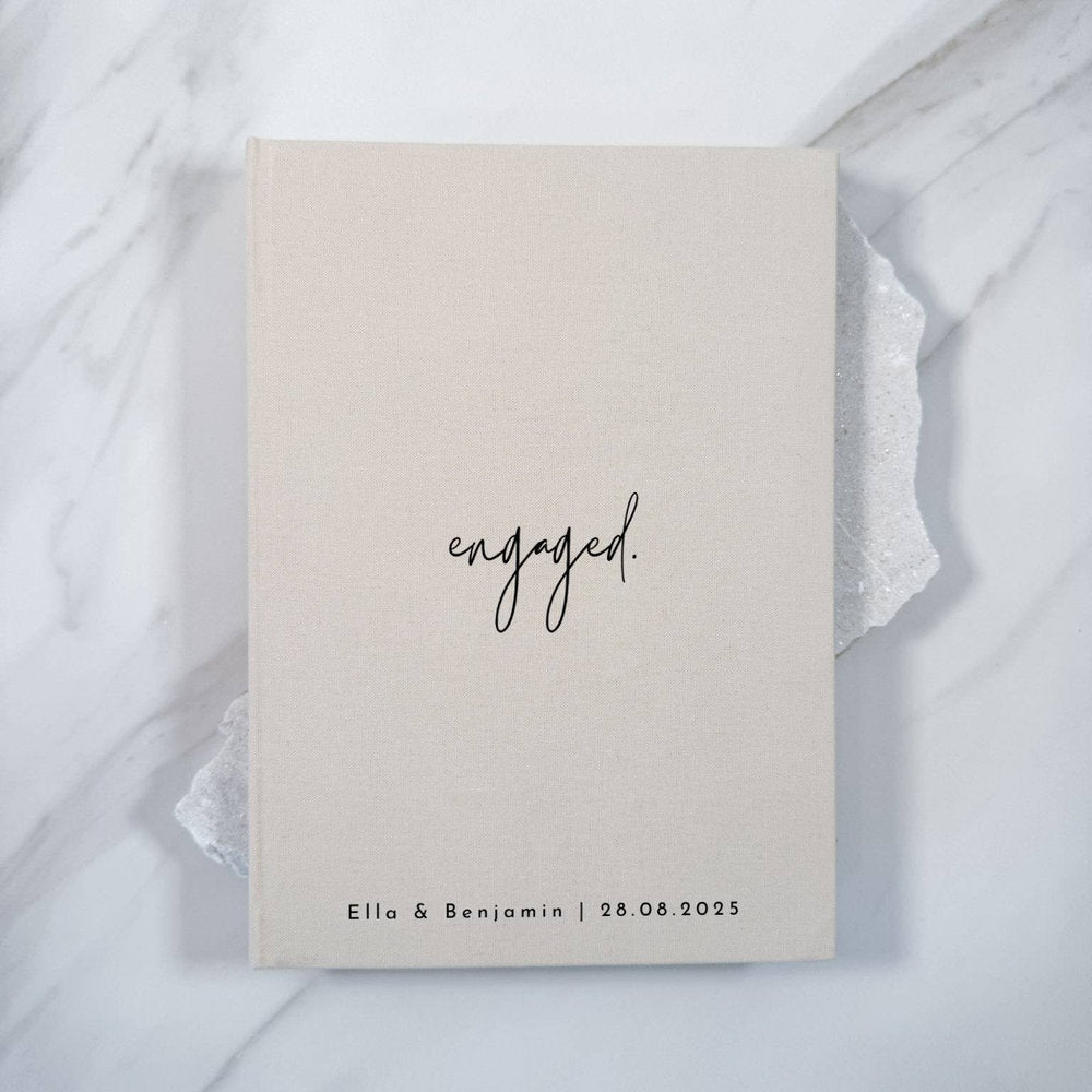 Personalised Guest Book Almond Engagement Design