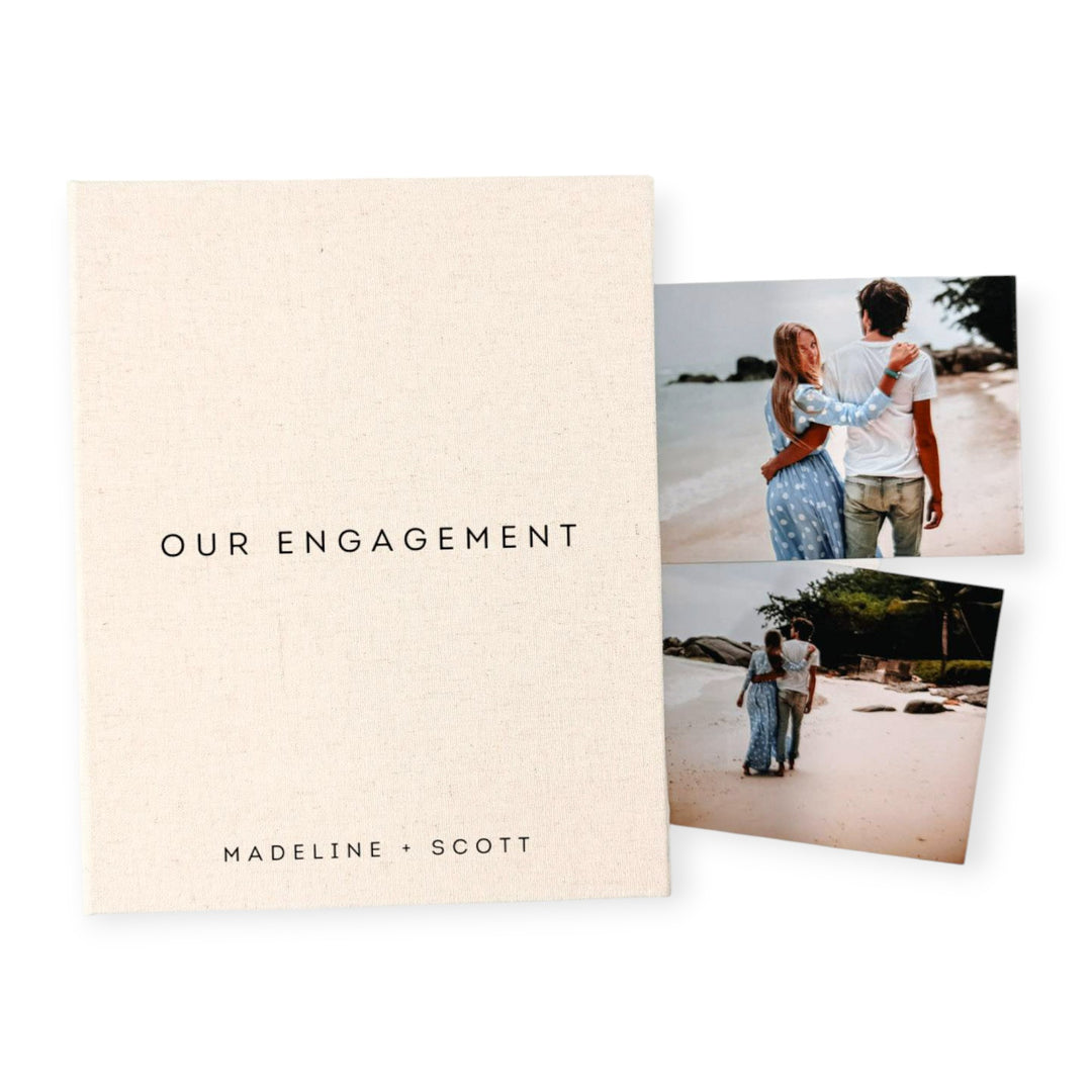 Classic Engagement Photo Album Linen Cover Ivory