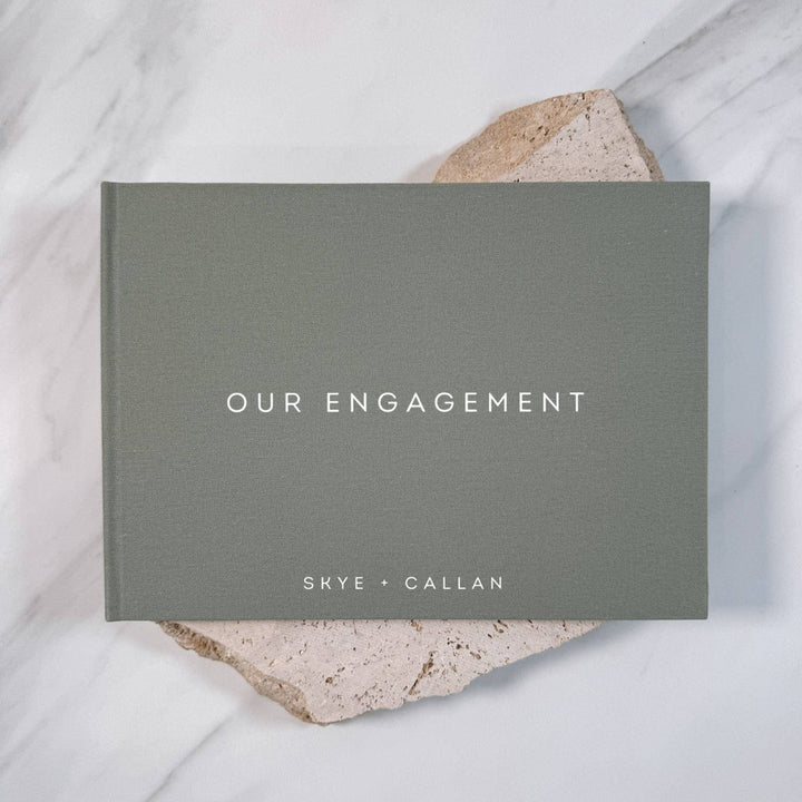 Guest Book for Engagement Guests Sage Linen