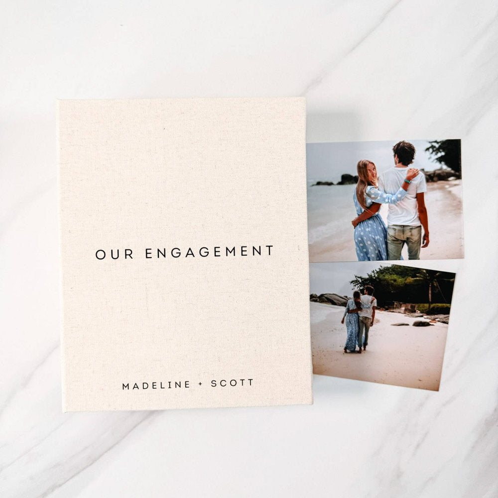 Classic Engagement Photo Album Linen Cover Ivory