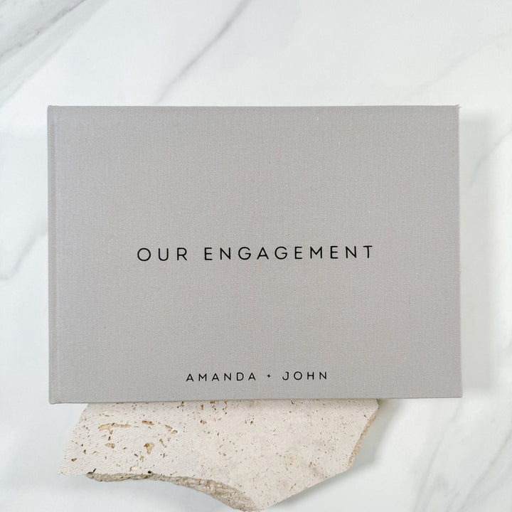 Guest Book for Engagement Guests Grey Linen