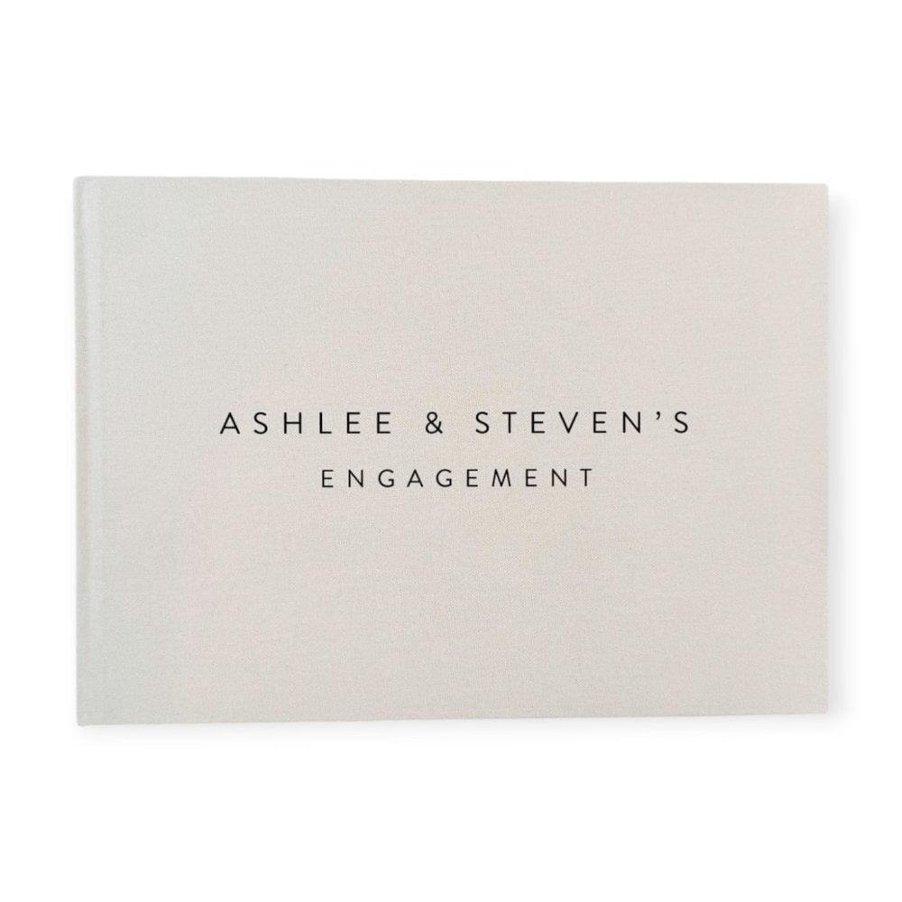 Engagement Memory Book Linen Light Grey Cover