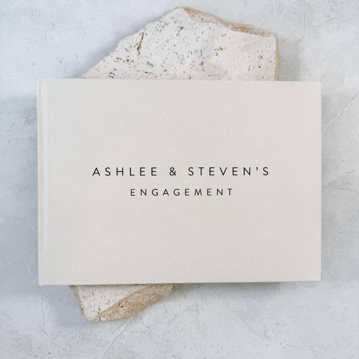 Engagement Memory Book Linen Light Grey Cover
