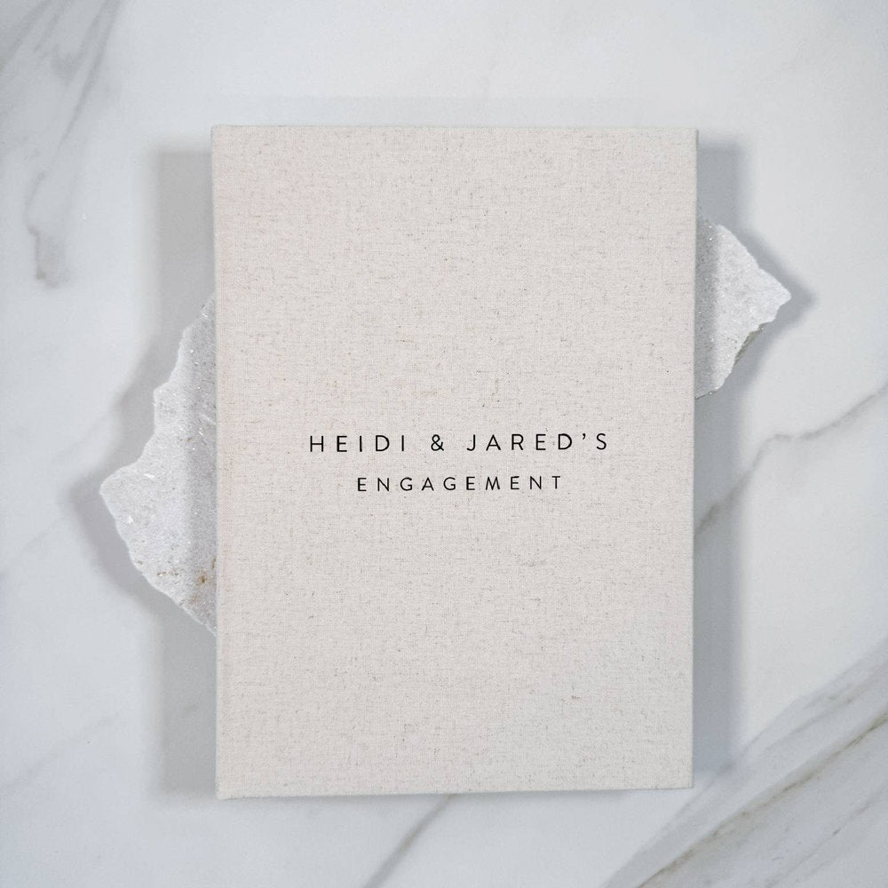 Engagement Guest Book Bound in Sand Linen