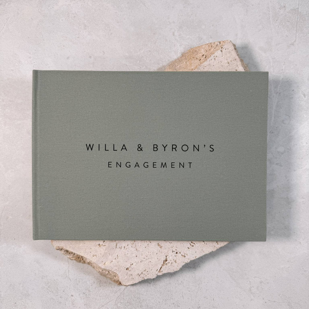Engagement Memory Book Linen Sage Cover