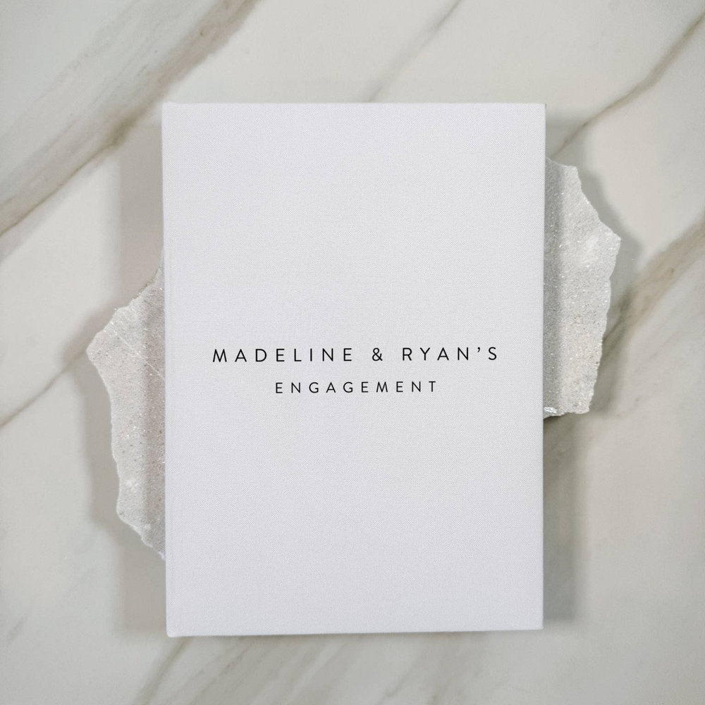 Engagement Guest Book Bound in White Linen