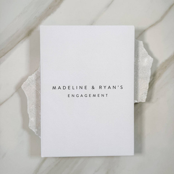 Engagement Guest Book Bound in White Linen