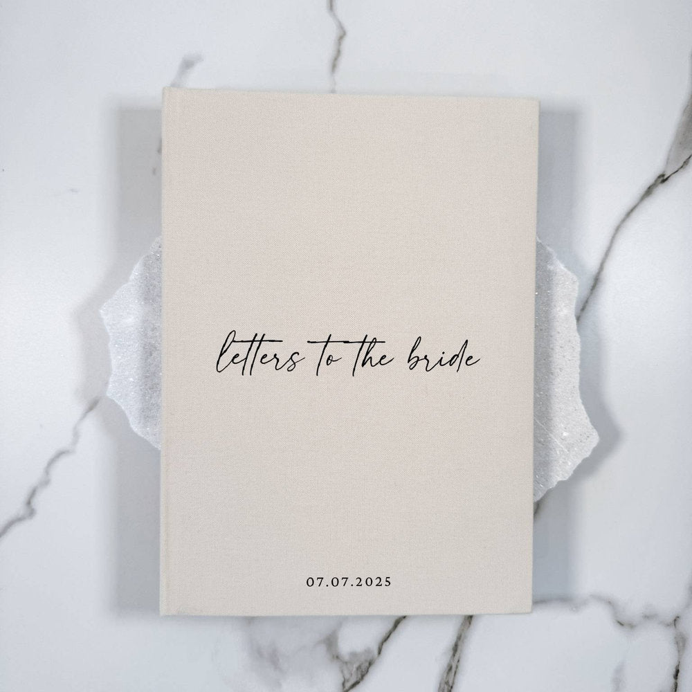 Personalised Letters to the Bride Book Almond Linen Cover