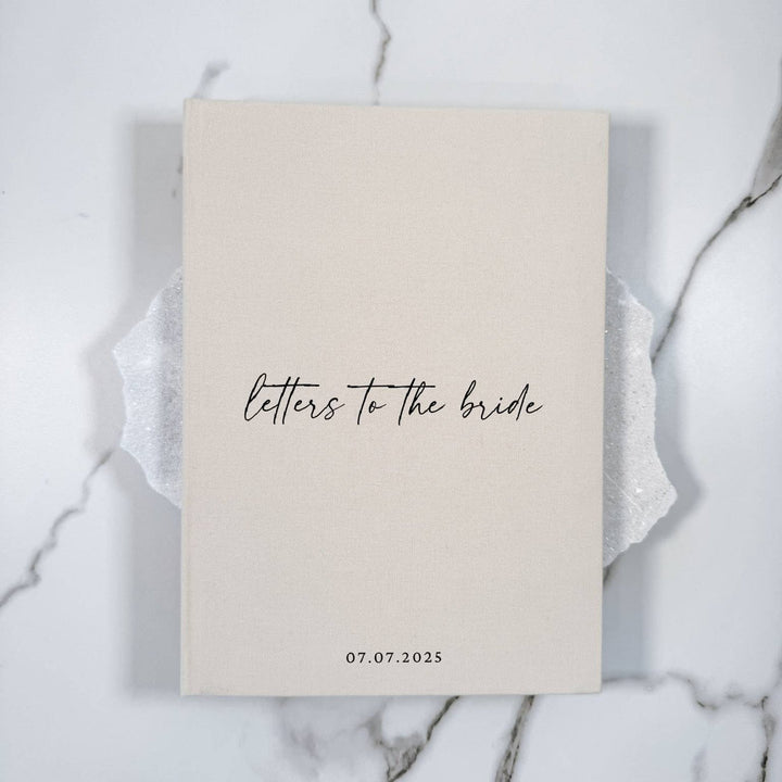 Personalised Letters to the Bride Book Almond Linen Cover
