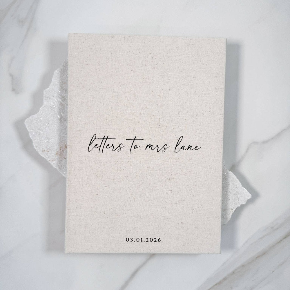 Personalised Letters to the Bride Book Sand Linen Cover
