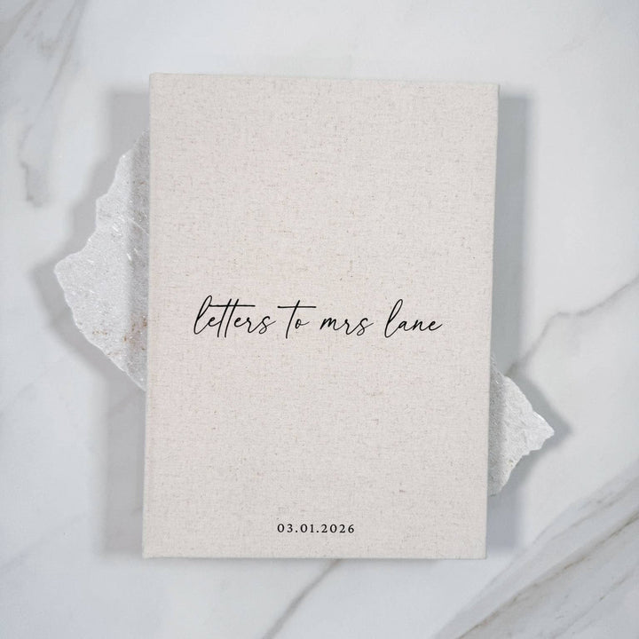 Personalised Letters to the Bride Book Sand Linen Cover