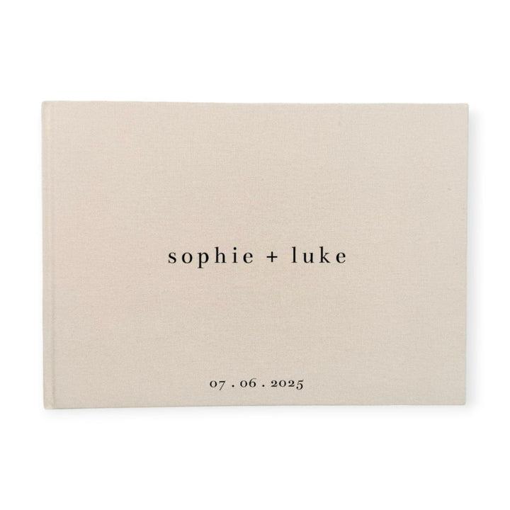 Custom Wedding Guest Book Almond Linen Cover