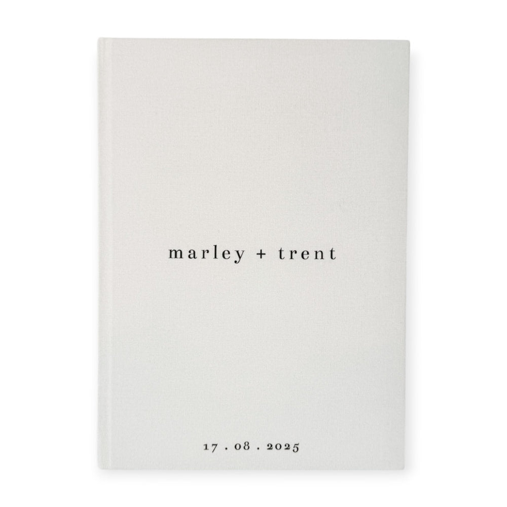 Guest Book for Wedding Guests Ivory Linen