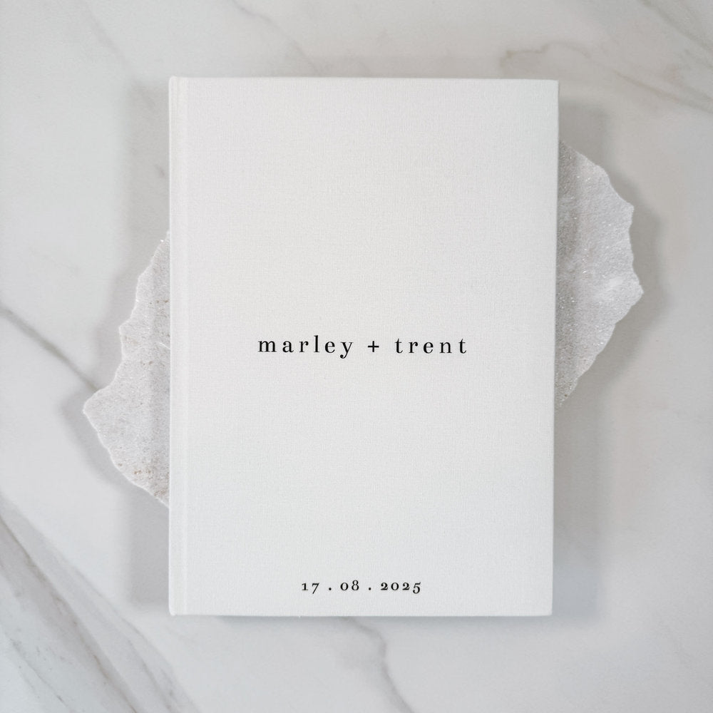 Guest Book for Wedding Guests Ivory Linen