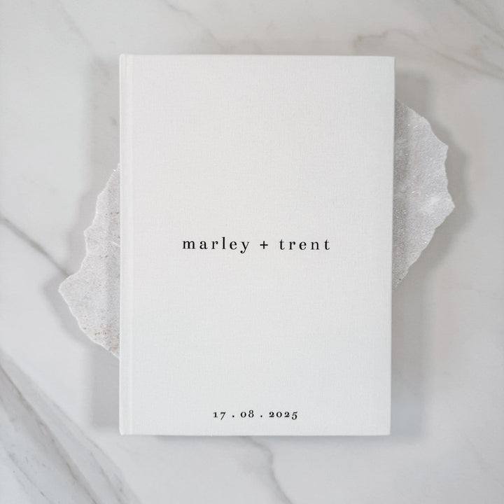 Guest Book for Wedding Guests Ivory Linen