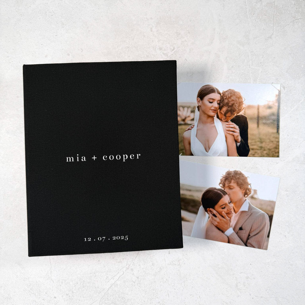 Classic Wedding Photo Album Sand Linen Cover