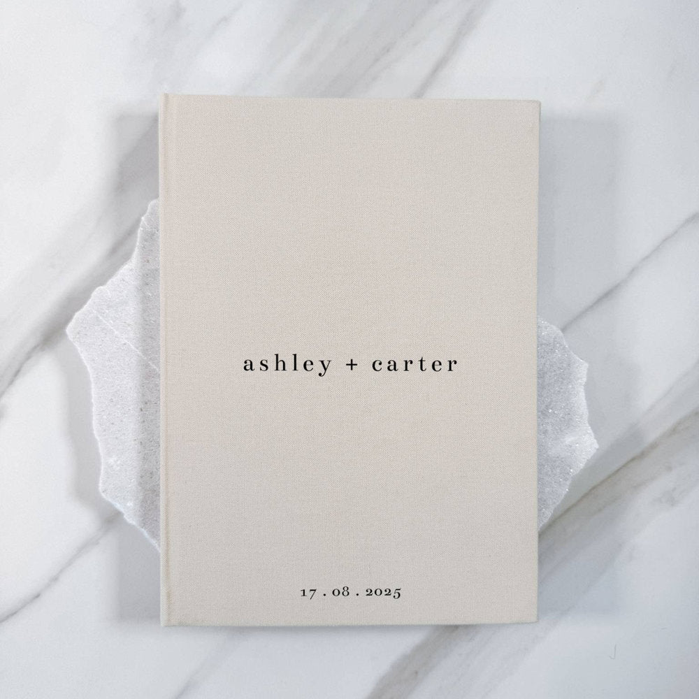Guest Book for Wedding Guests Almond Linen