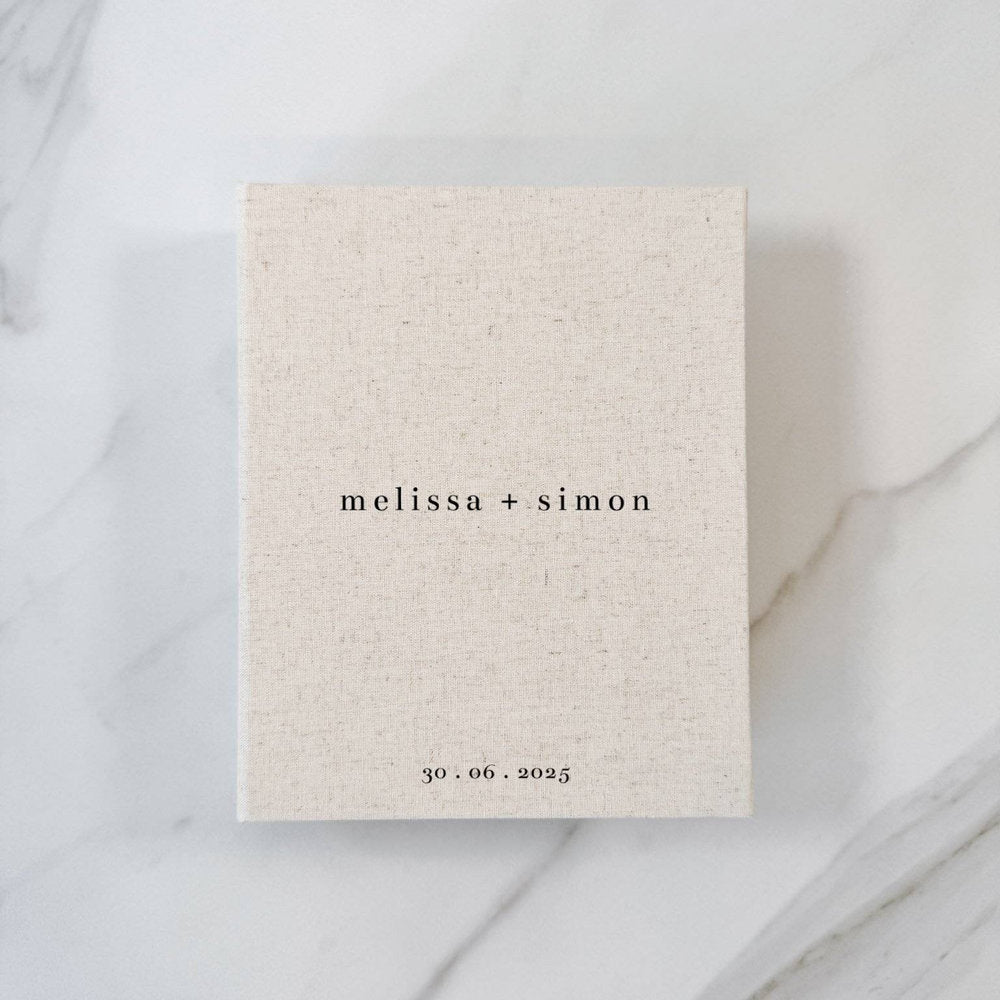 Classic Wedding Photo Album Ivory Linen Cover