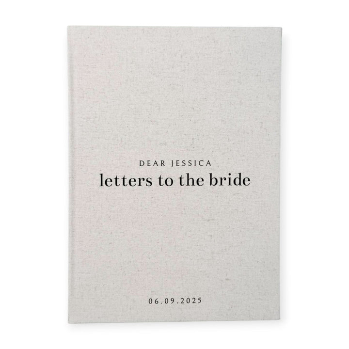 Elegant Letters to the Bride Album Sand Linen Cover