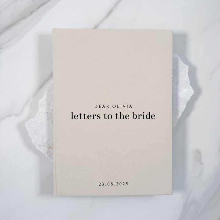 Elegant Letters to the Bride Album Almond Linen Cover