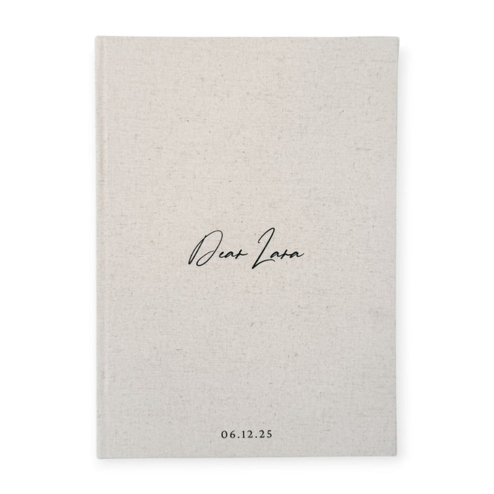 Classic Letters to the Bride Guest Book Sand Linen Cover