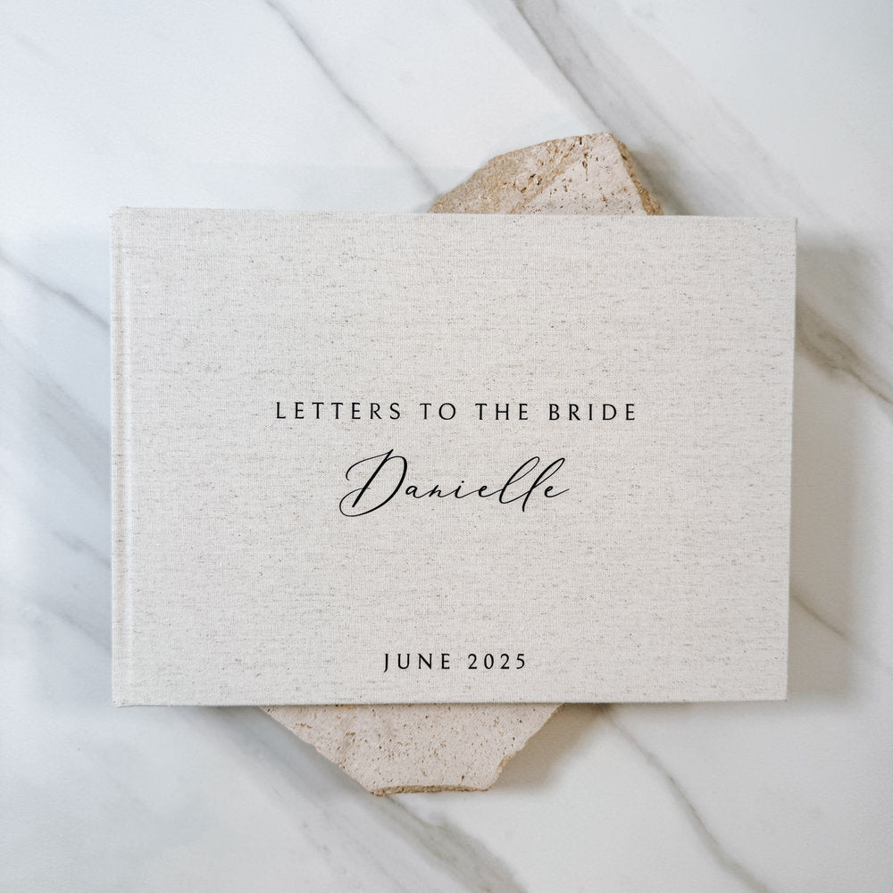 Elegant Letters to the Bride Sand Linen Design