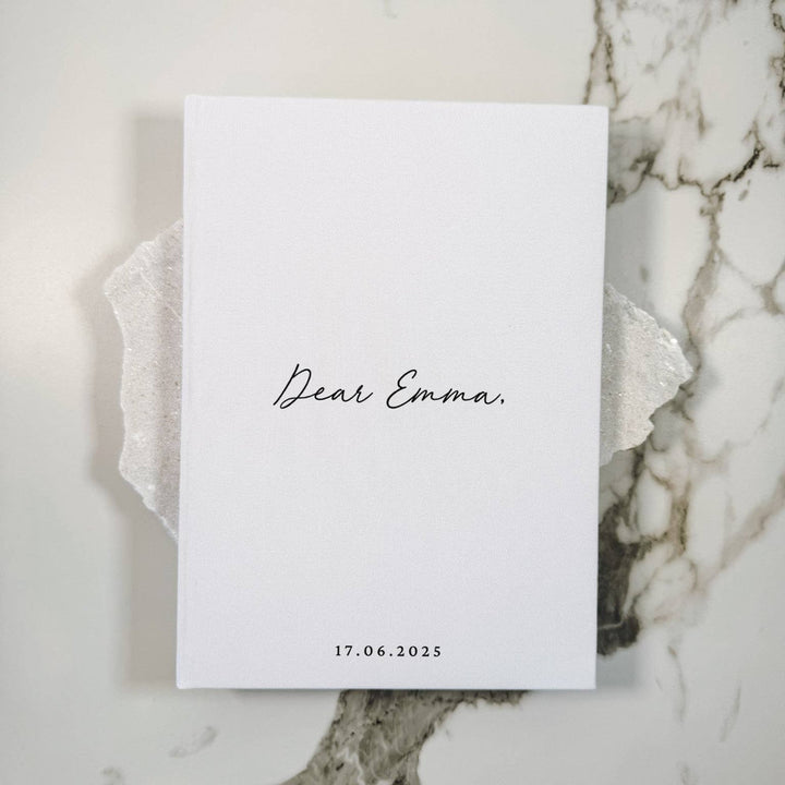 Personalised Letters to the Bride Album White Linen Cover