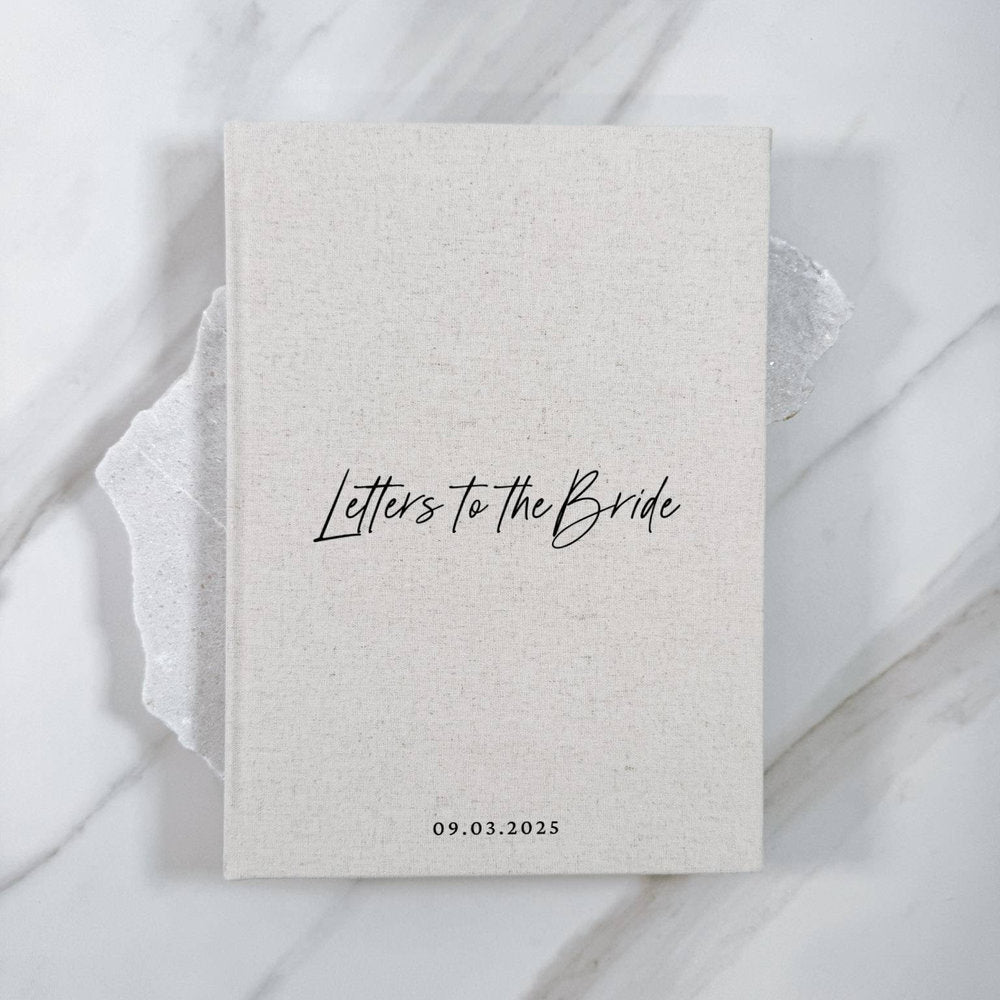 Elegant Letters to the Bride Book A4 Sand Linen Design