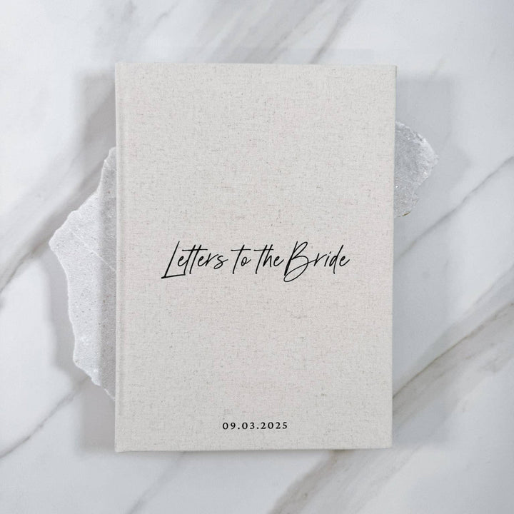 Elegant Letters to the Bride Book A4 Sand Linen Design