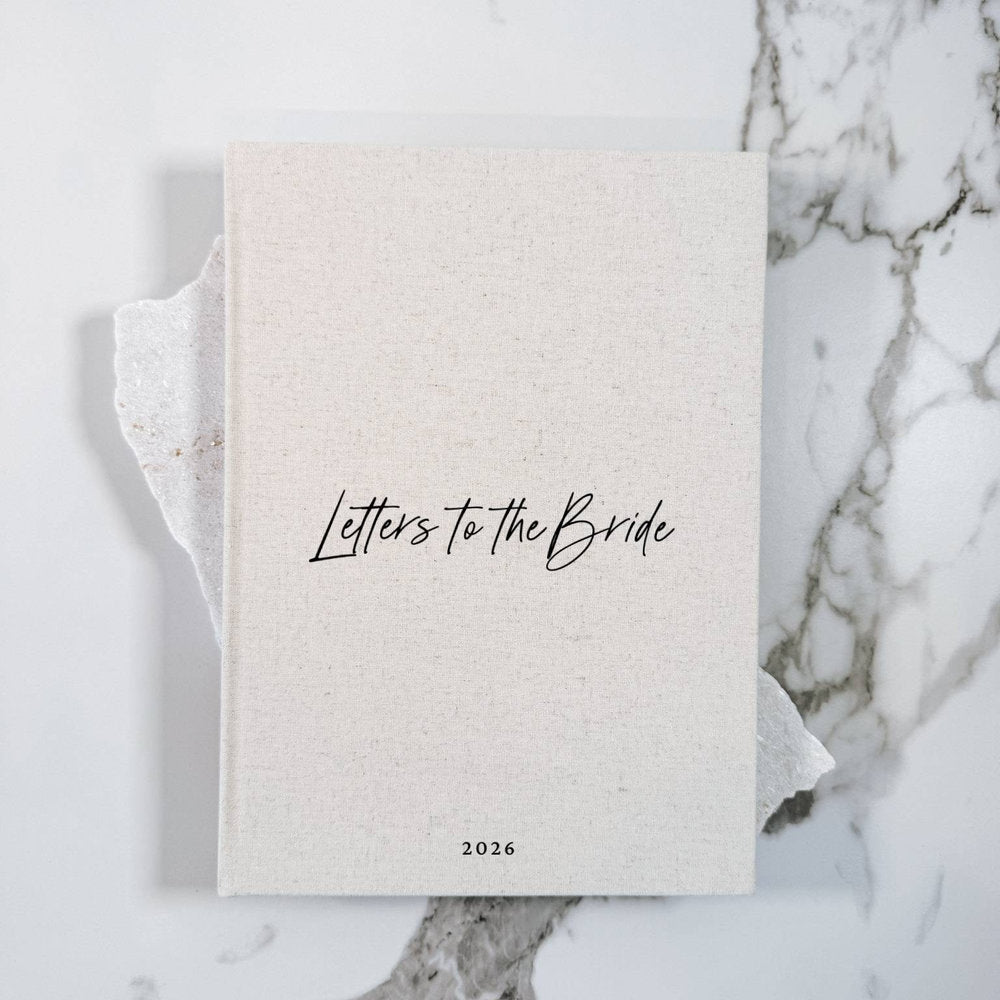 Elegant Letters to the Bride Book A4 Sand Linen Design