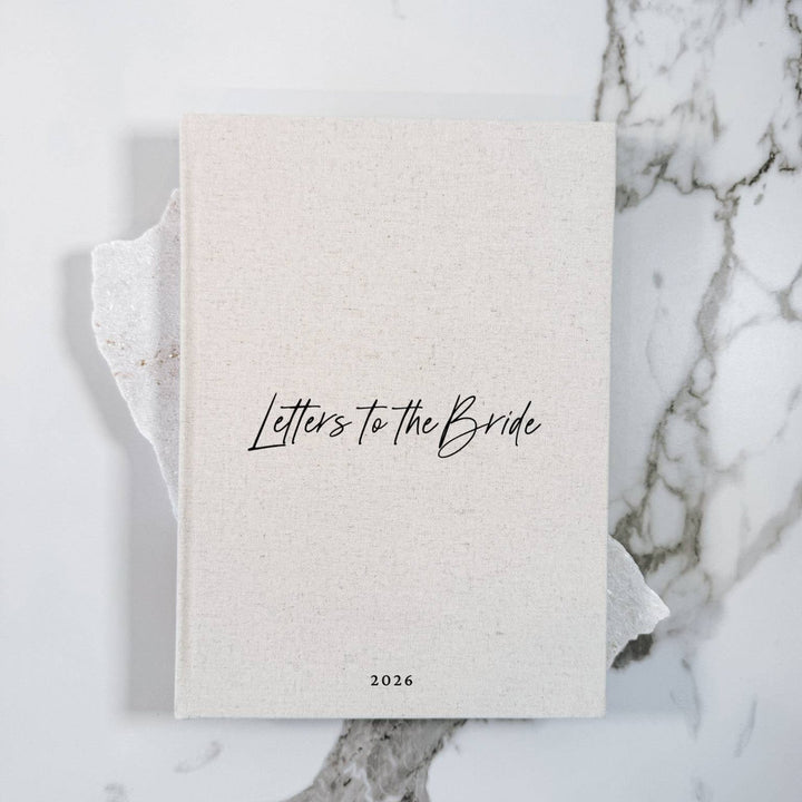Elegant Letters to the Bride Book A4 Sand Linen Design