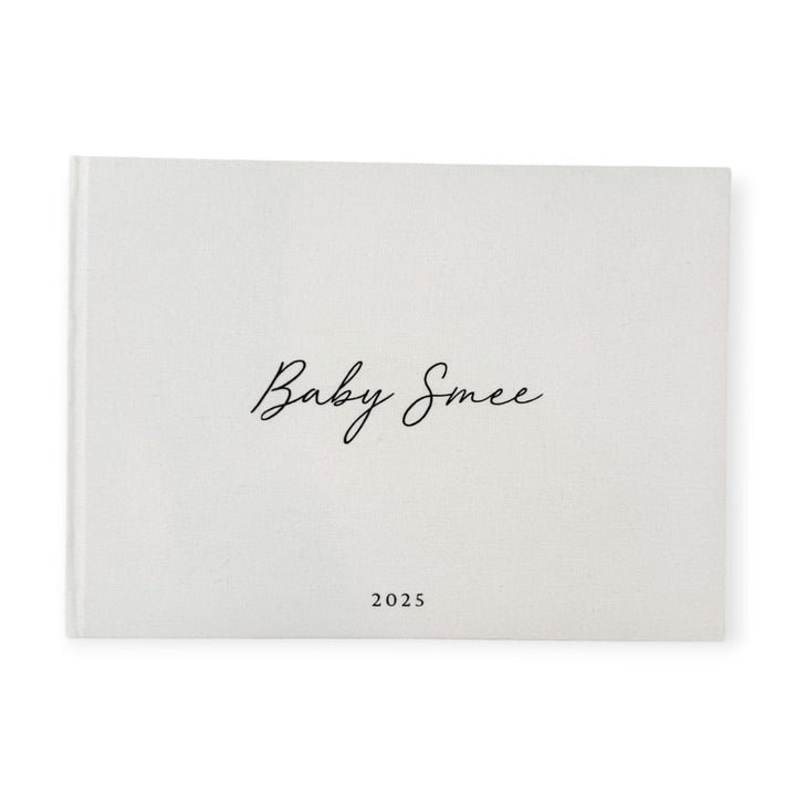Baby Shower Guest Book with Ivory Linen Cover